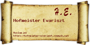 Hofmeister Evariszt névjegykártya